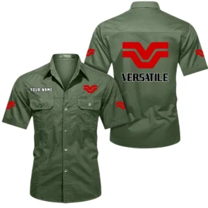 Versatile Short Sleeved Shirt, All Over Print Button Shirt CAR444052625942 - Army Green