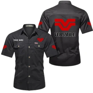 Versatile Short Sleeved Shirt, All Over Print Button Shirt CAR444052625942 - Black