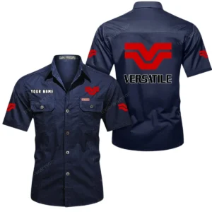 Versatile Short Sleeved Shirt, All Over Print Button Shirt CAR444052625942 - Dark Blue