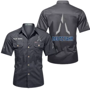 Deutz Fahr Short Sleeved Shirt, All Over Print Button Shirt CAR444052625943 - Gray