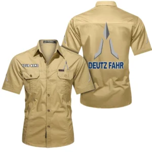 Deutz Fahr Short Sleeved Shirt, All Over Print Button Shirt CAR444052625943 - Khaki