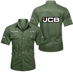 JCB Agricultural Tractors Short Sleeved Shirt, All Over Print Button Shirt CAR444052625944 - Army Green