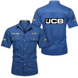 JCB Agricultural Tractors Short Sleeved Shirt, All Over Print Button Shirt CAR444052625944 - Cowboy Blue