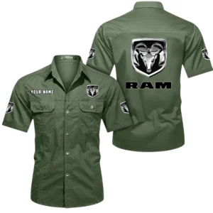 Ram Truck Short Sleeved Shirt, All Over Print Button Shirt CAR444052625945 - Army Green
