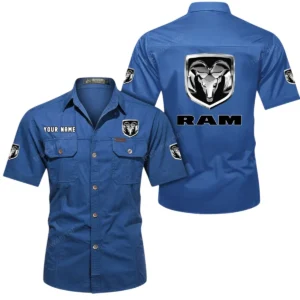 Ram Truck Short Sleeved Shirt, All Over Print Button Shirt CAR444052625945 - Cowboy Blue