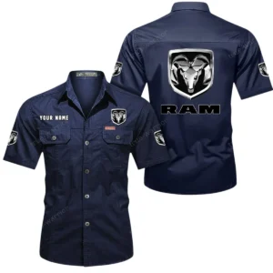 Ram Truck Short Sleeved Shirt, All Over Print Button Shirt CAR444052625945 - Dark Blue