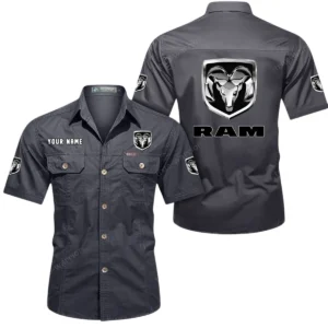 Ram Truck Short Sleeved Shirt, All Over Print Button Shirt CAR444052625945 - Gray