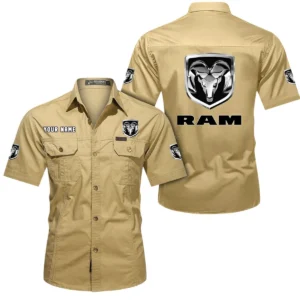 Ram Truck Short Sleeved Shirt, All Over Print Button Shirt CAR444052625945 - Khaki