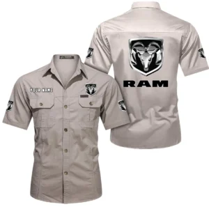 Ram Truck Short Sleeved Shirt, All Over Print Button Shirt CAR444052625945 - Beige