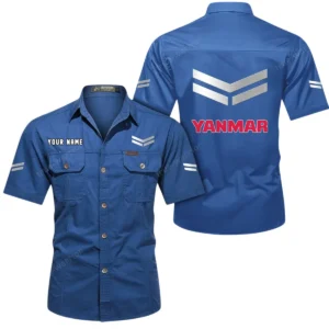 Yanmar Short Sleeved Shirt, All Over Print Button Shirt CAR444052625946 - Cowboy Blue