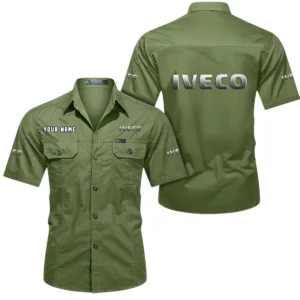 Iveco Short Sleeved Shirt, All Over Print Button Shirt CAR444052625947 - Fruit Green