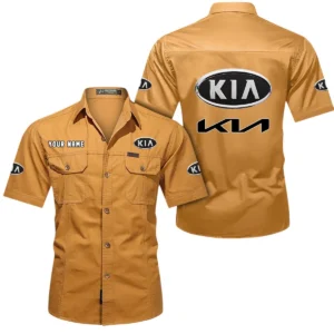 Kia Short Sleeved Shirt, All Over Print Button Shirt CAR444052625948 - Turmeric