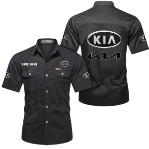 Kia Short Sleeved Shirt, All Over Print Button Shirt CAR444052625948 - Black