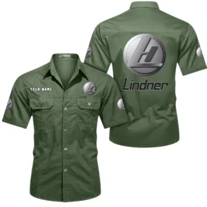 Lindner Short Sleeved Shirt, All Over Print Button Shirt CAR444052625950 - Army Green