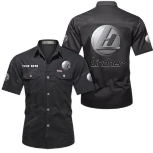 Lindner Short Sleeved Shirt, All Over Print Button Shirt CAR444052625950 - Black
