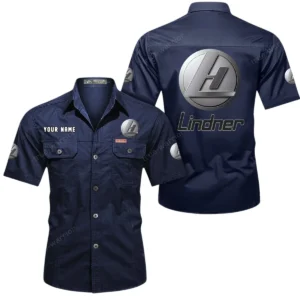 Lindner Short Sleeved Shirt, All Over Print Button Shirt CAR444052625950 - Dark Blue