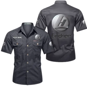 Lindner Short Sleeved Shirt, All Over Print Button Shirt CAR444052625950 - Gray