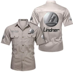 Lindner Short Sleeved Shirt, All Over Print Button Shirt CAR444052625950 - Beige