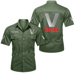 Valtra Short Sleeved Shirt, All Over Print Button Shirt CAR444052625951 - Army Green