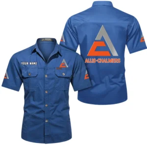 Allis Chalmers Short Sleeved Shirt, All Over Print Button Shirt CAR444052625957 - Cowboy Blue