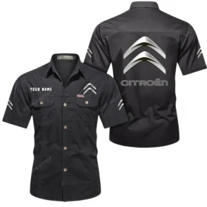 Citroen Short Sleeved Shirt, All Over Print Button Shirt CAR444052625959 - Black