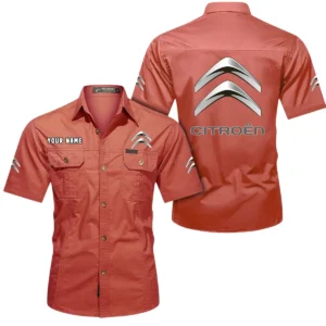 Citroen Short Sleeved Shirt, All Over Print Button Shirt CAR444052625959 - Red