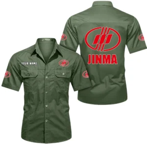 Jinma Short Sleeved Shirt, All Over Print Button Shirt CAR444052625960 - Army Green