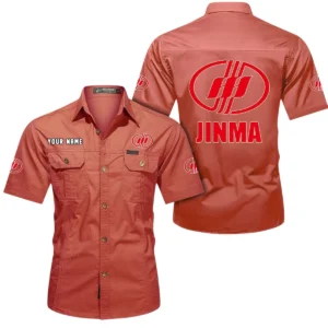 Jinma Short Sleeved Shirt, All Over Print Button Shirt CAR444052625960 - Red