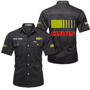 Claas Short Sleeved Shirt, All Over Print Button Shirt CAR444052625961 - Black