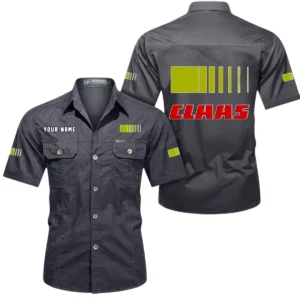 Claas Short Sleeved Shirt, All Over Print Button Shirt CAR444052625961 - Gray
