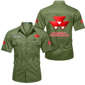 Massey Ferguson Short Sleeved Shirt, All Over Print Button Shirt CAR444052625962 - Fruit Green