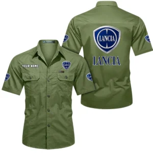 Lancia Short Sleeved Shirt, All Over Print Button Shirt CAR444052625963 - Fruit Green