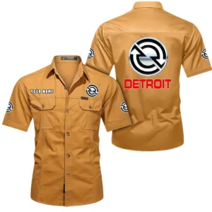 Detroit Diesel Short Sleeved Shirt, All Over Print Button Shirt CAR444052625964 - Turmeric