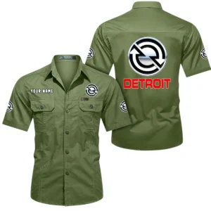 Detroit Diesel Short Sleeved Shirt, All Over Print Button Shirt CAR444052625964 - Fruit Green