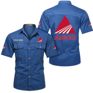 AGCO Allis Short Sleeved Shirt, All Over Print Button Shirt CAR444052625966 - Cowboy Blue