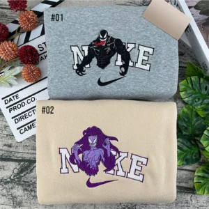 Venom And Agony Comic Nike Embroidered Sweatshirt Fashion Style For Couples, Valentine's Day