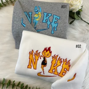 Wade and Ember Elemental Movie Nike Embroidered Sweatshirt Fashion Style For Couples, Valentine's Day