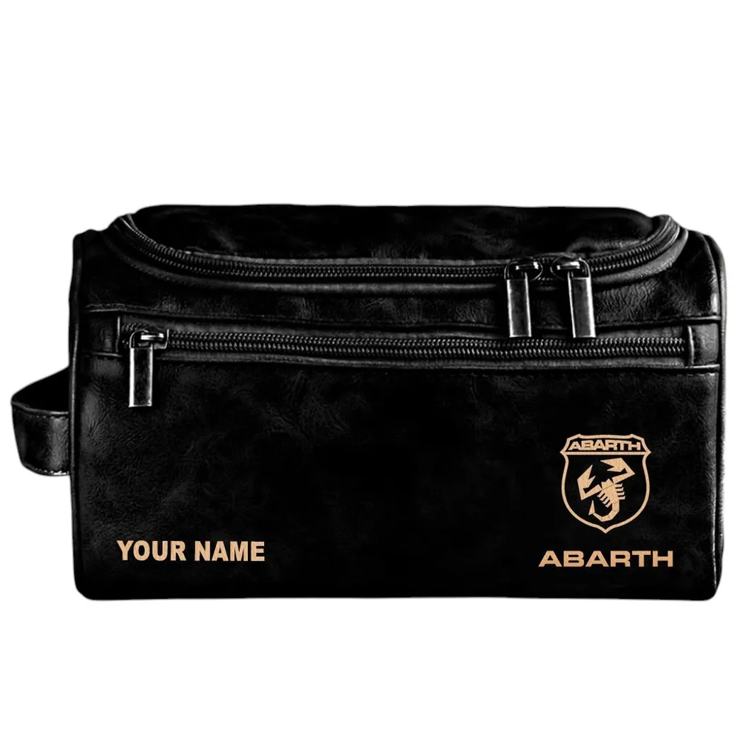 Abarth Leather Toiletry Bag, All Over Print Leather Toiletry Bag - Black CAR44005072533