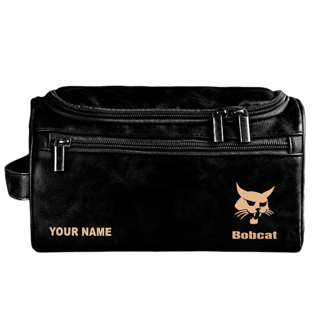Bobcat Leather Toiletry Bag, All Over Print Leather Toiletry Bag - Black CAR44205072528