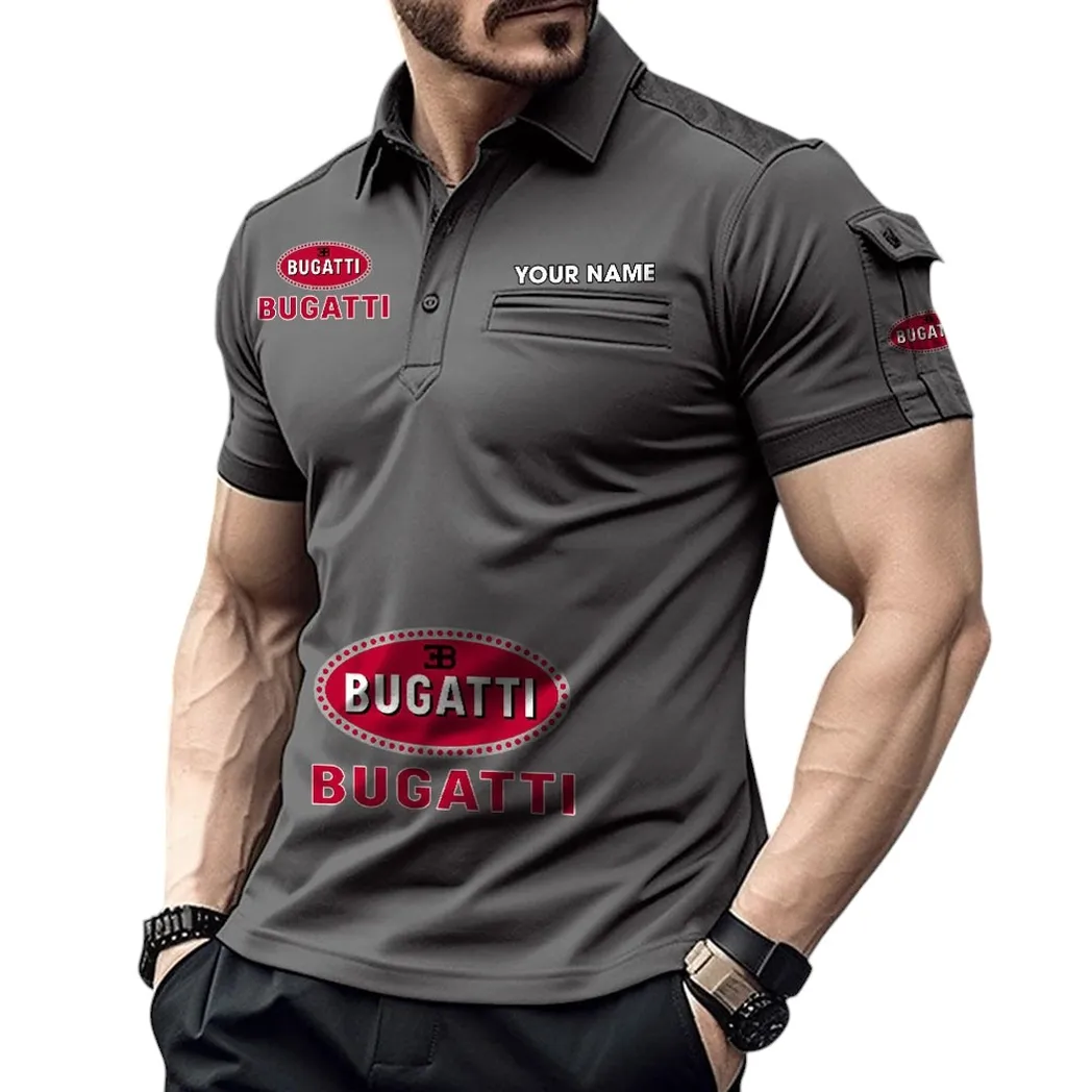 Bugatti Pocket Polo Shirt, All Over Print Shirt For Bugatti Fan CAR450051325349 - Gray