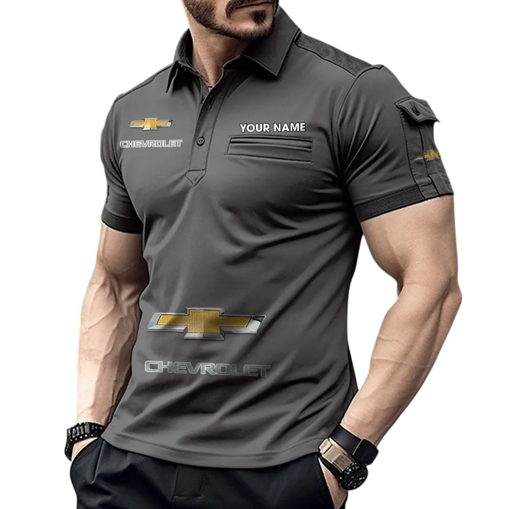 Chevrolet Pocket Polo Shirt, All Over Print Shirt For Chevrolet Fan CAR450051325358 - Gray