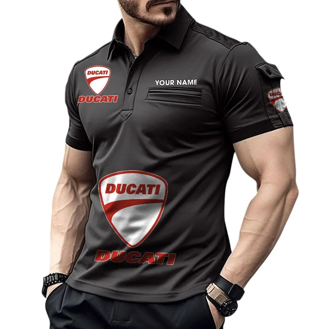 Ducati Pocket Polo Shirt, All Over Print Shirt For Ducati Fan CAR450051325340 - Black