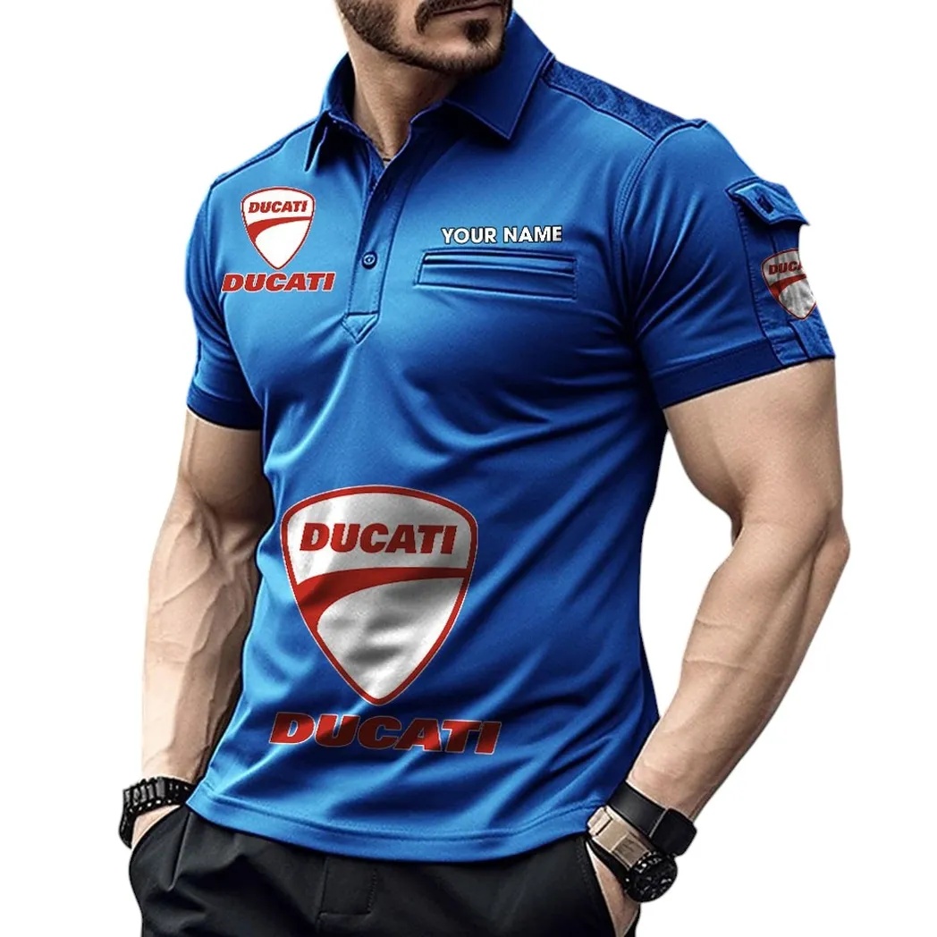 Ducati Pocket Polo Shirt, All Over Print Shirt For Ducati Fan CAR450051325340 - Blue