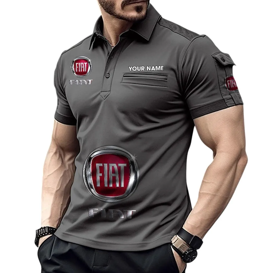 Fiat Pocket Polo Shirt, All Over Print Shirt For Fiat Fan CAR450051325370 - Gray