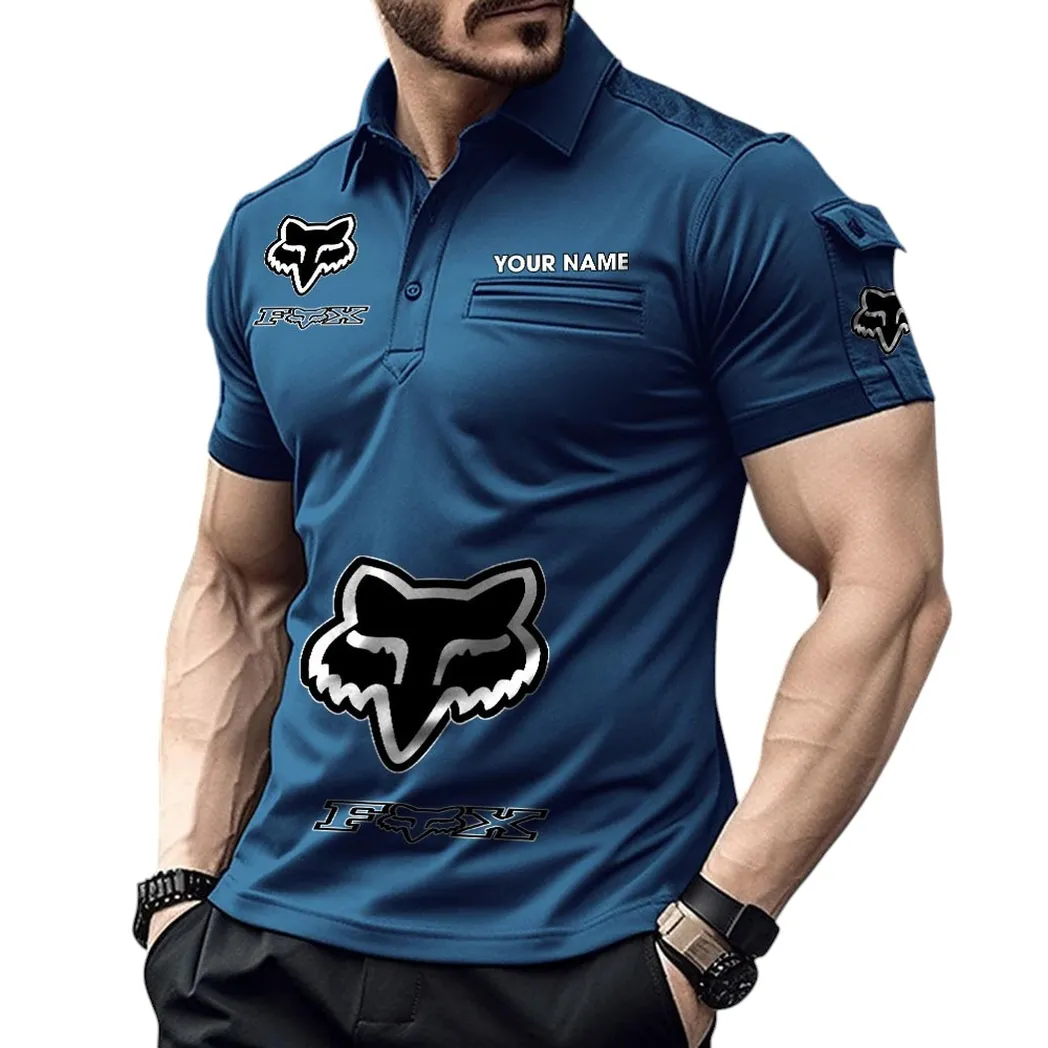 Fox Racing Pocket Polo Shirt, All Over Print Shirt For Fox Racing Fan CAR450051325369 - Navy Blue
