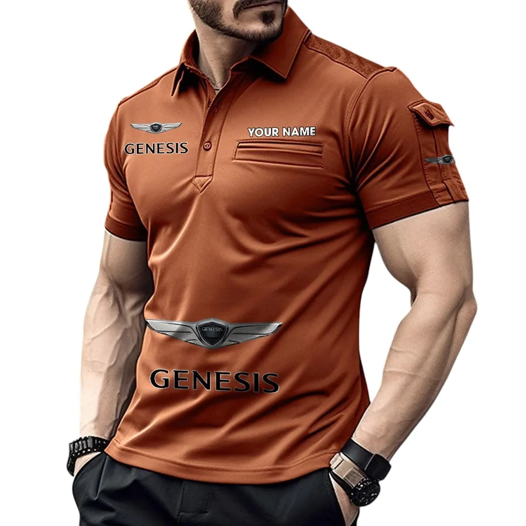 Genesis Pocket Polo Shirt, All Over Print Shirt For Genesis Fan CAR450051325342 - Orange