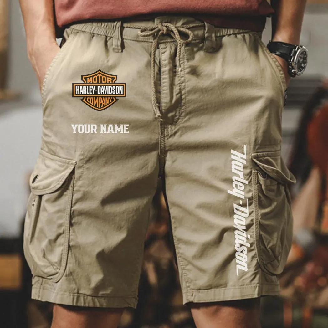 Harley Davidson Men Pocket Workwear Shorts, Pants For Harley Davidson Fan CAR454051625000 - Khaki