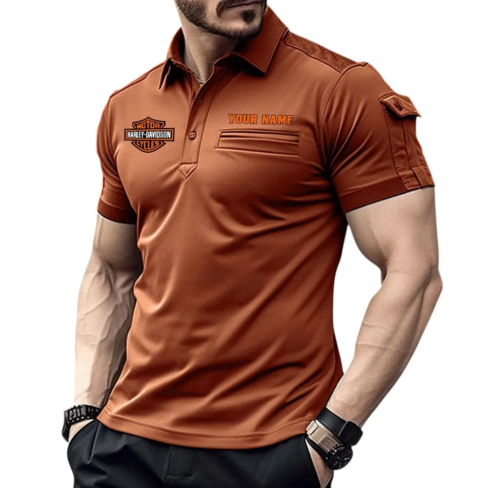 Harley Davidson Pocket Polo Shirt, All Over Print Shirt For Harley Davidson Fan CAR445060325006 - Orange