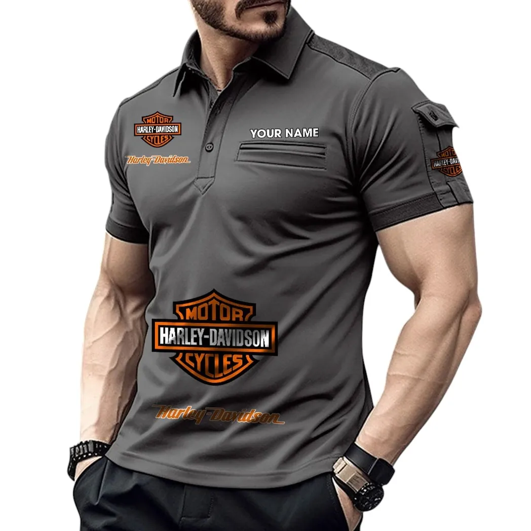 Harley Davidson Pocket Polo Shirt, All Over Print Shirt For Harley Davidson Fan CAR450051325334 - Gray