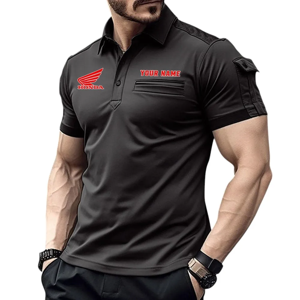 Honda Motorcycle Pocket Polo Shirt, All Over Print Shirt For Honda Motorcycle Fan CAR445060325031 - Black